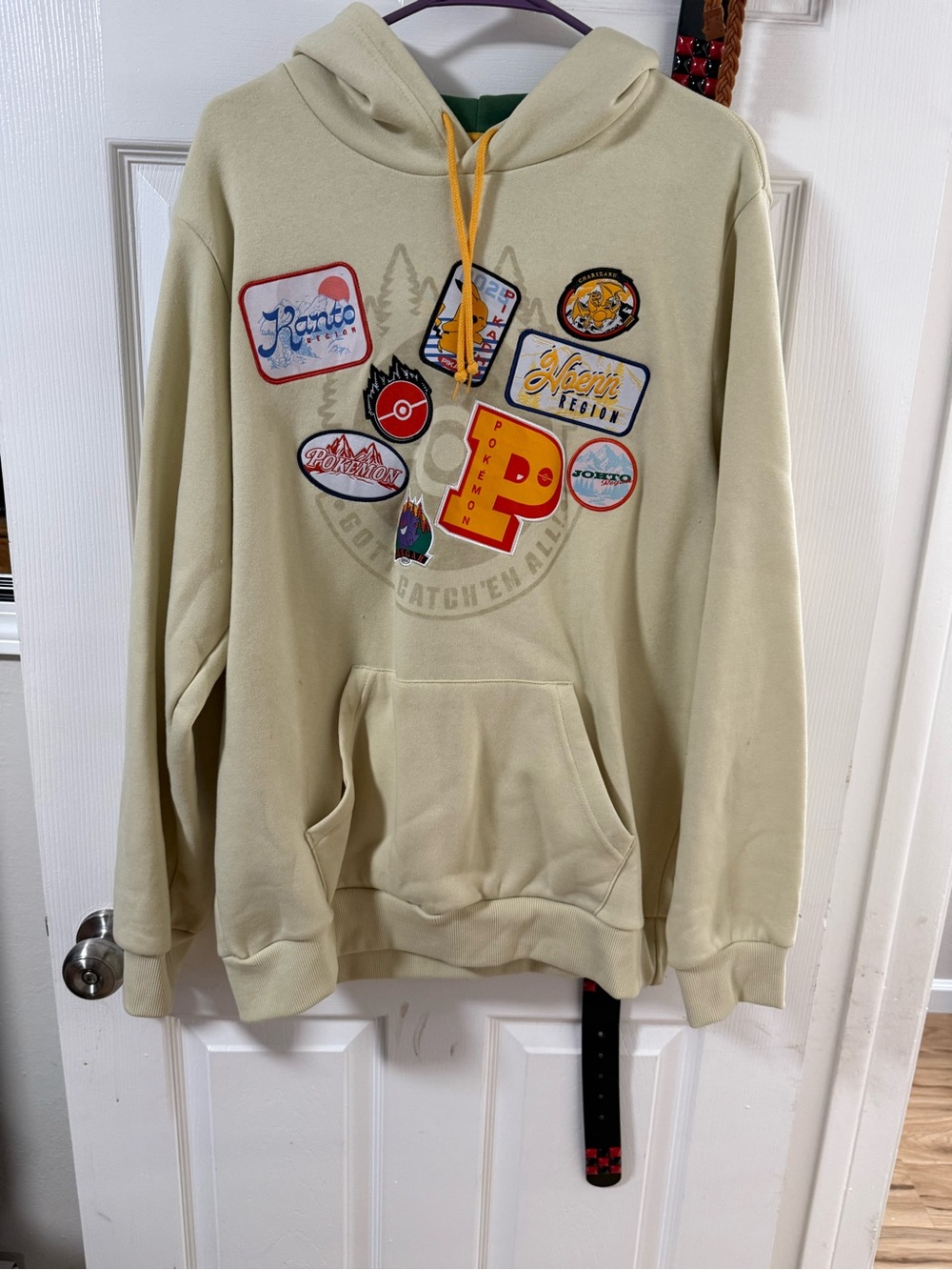 Pokemon Patch Graphic Hoodie - Cream Men’s Pullover